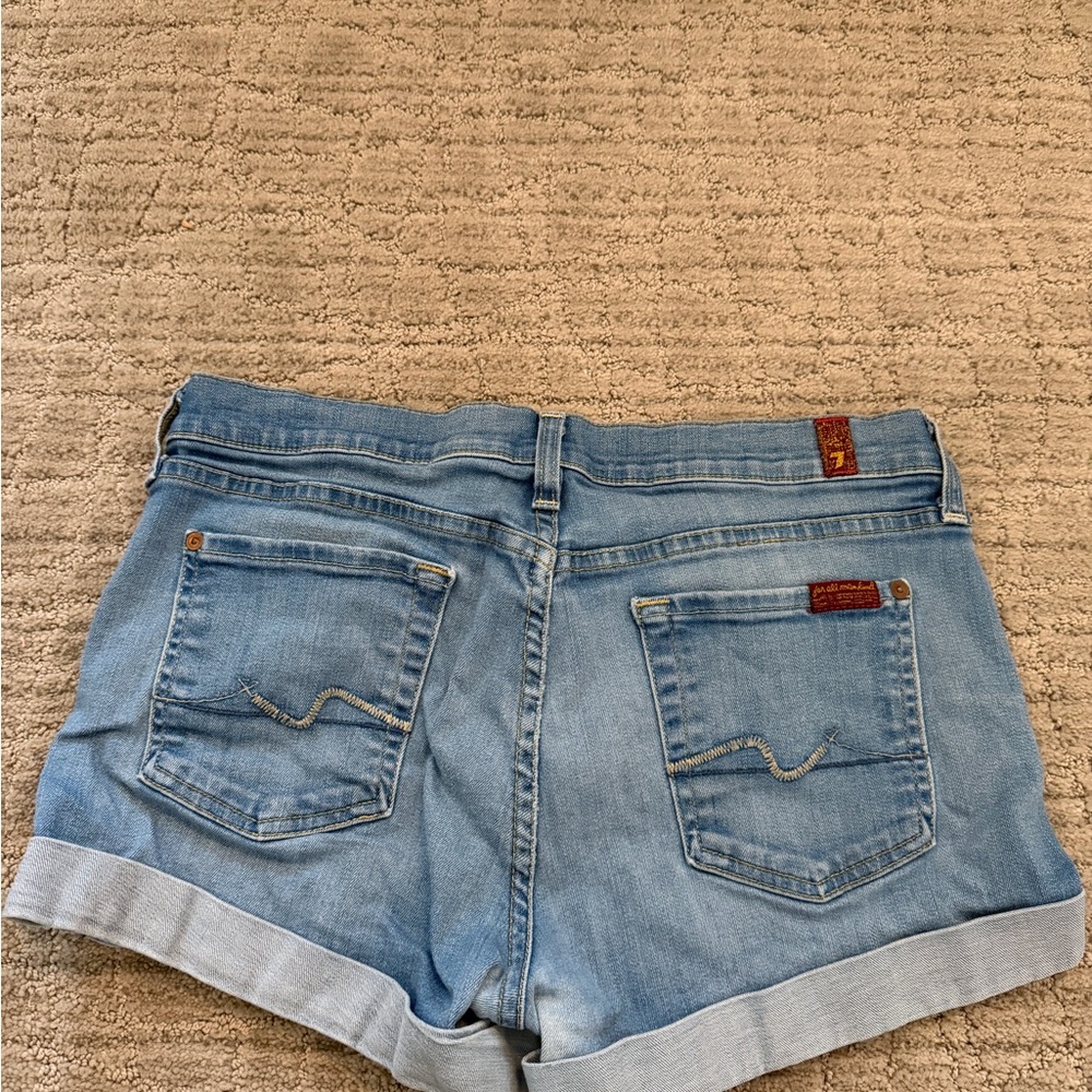 7 For All Mankind Light Blue Jean Shorts - Picture 2 of 5